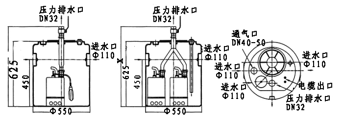 泽德污水提升器SWH500尺寸图